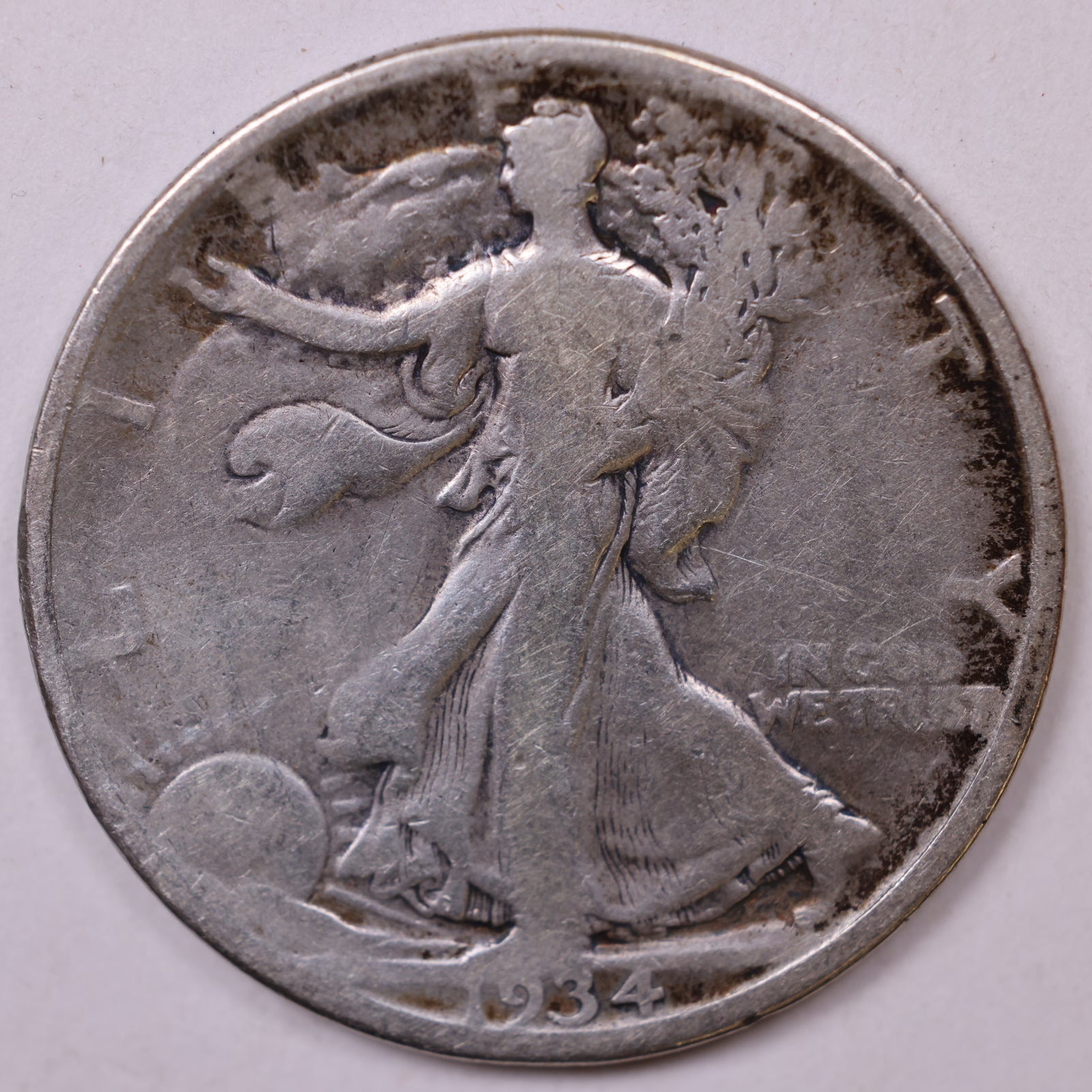 1934-D Walking Liberty Half Dollar, Very Good Circulated Coin, Store #HR131