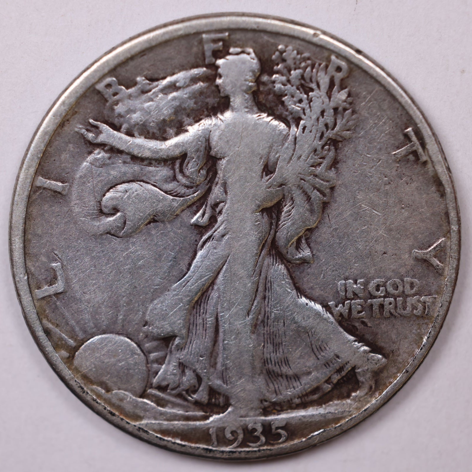 1935-D Walking Liberty Half Dollar, Fine+ Circulated Coin, Store #HR136