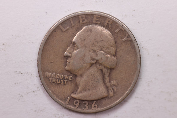 1936-S Washington Silver Quarter, Affordable Circulated Collectible Coin. Sale #0353482