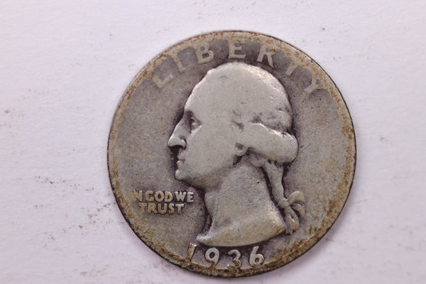 1936-S Washington Silver Quarter, Affordable Circulated Collectible Coin. Sale #0353483