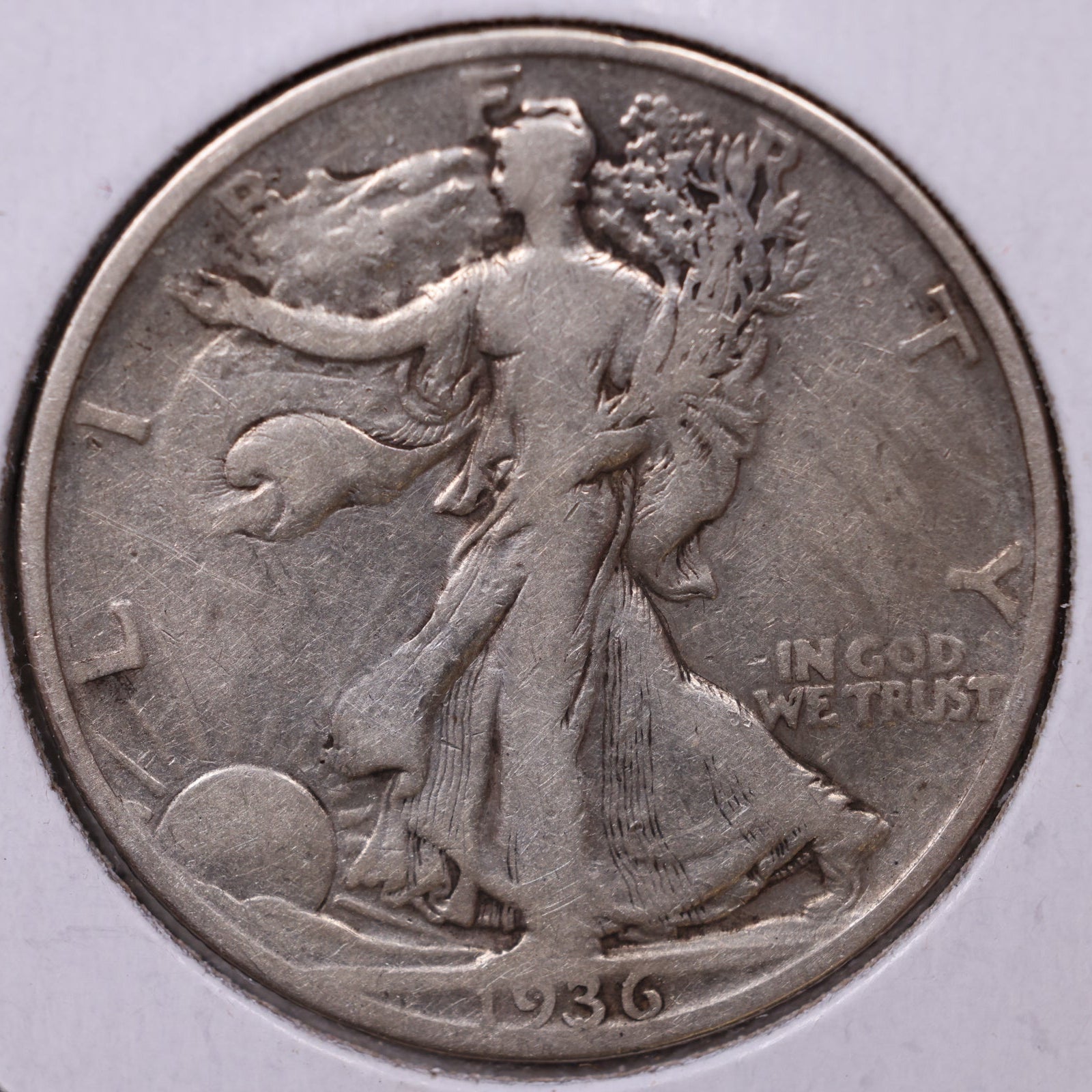 1936 Walking Liberty Half Dollar, Very Good Circulated Coin, Store #HR139