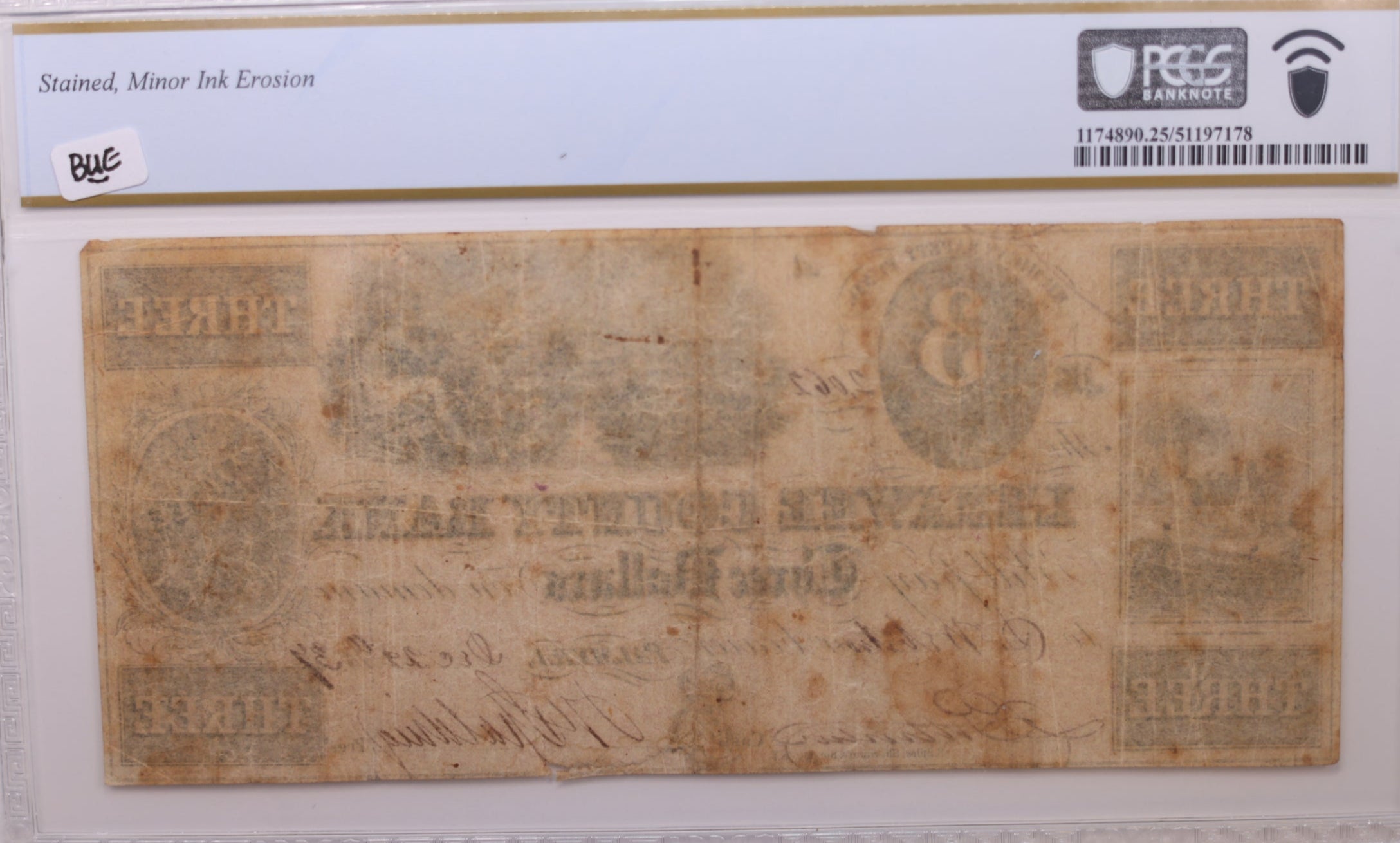 1837 $3, Palmyra, Michigan., Obsolete Currency., PCGS VF-25., Store #GMI079.