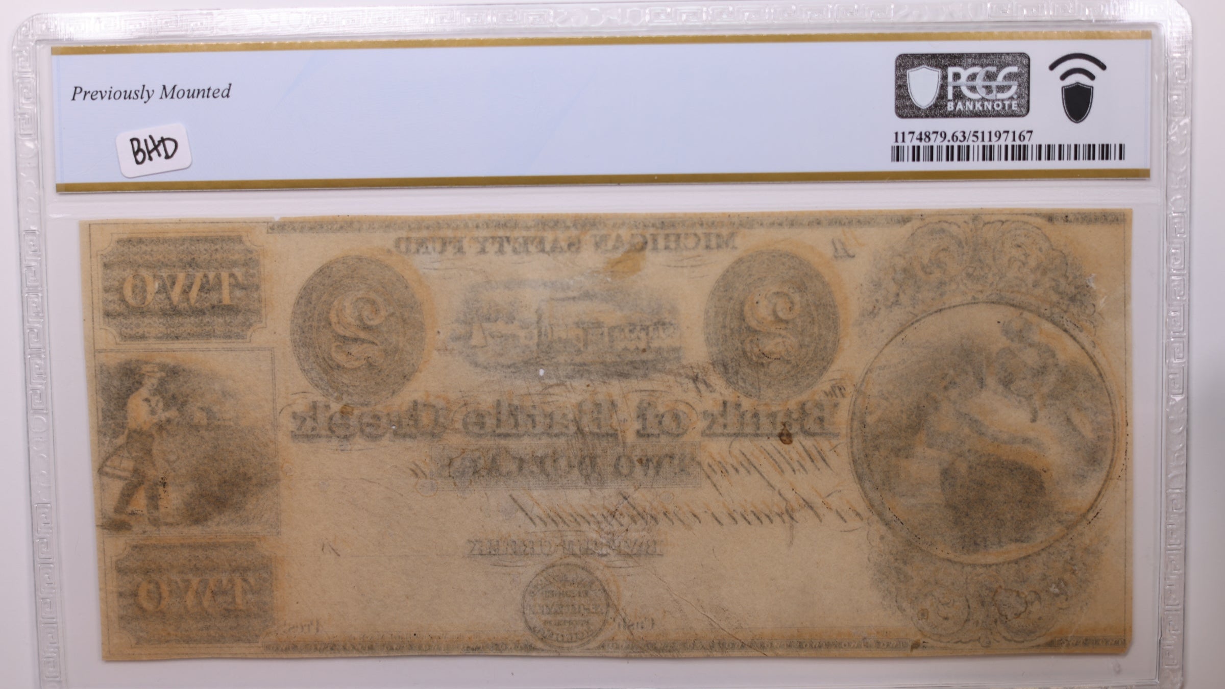 18__ $2, Battle Creek, MI., Obsolete Currency., PCGS CU-63., Store #GMI089.