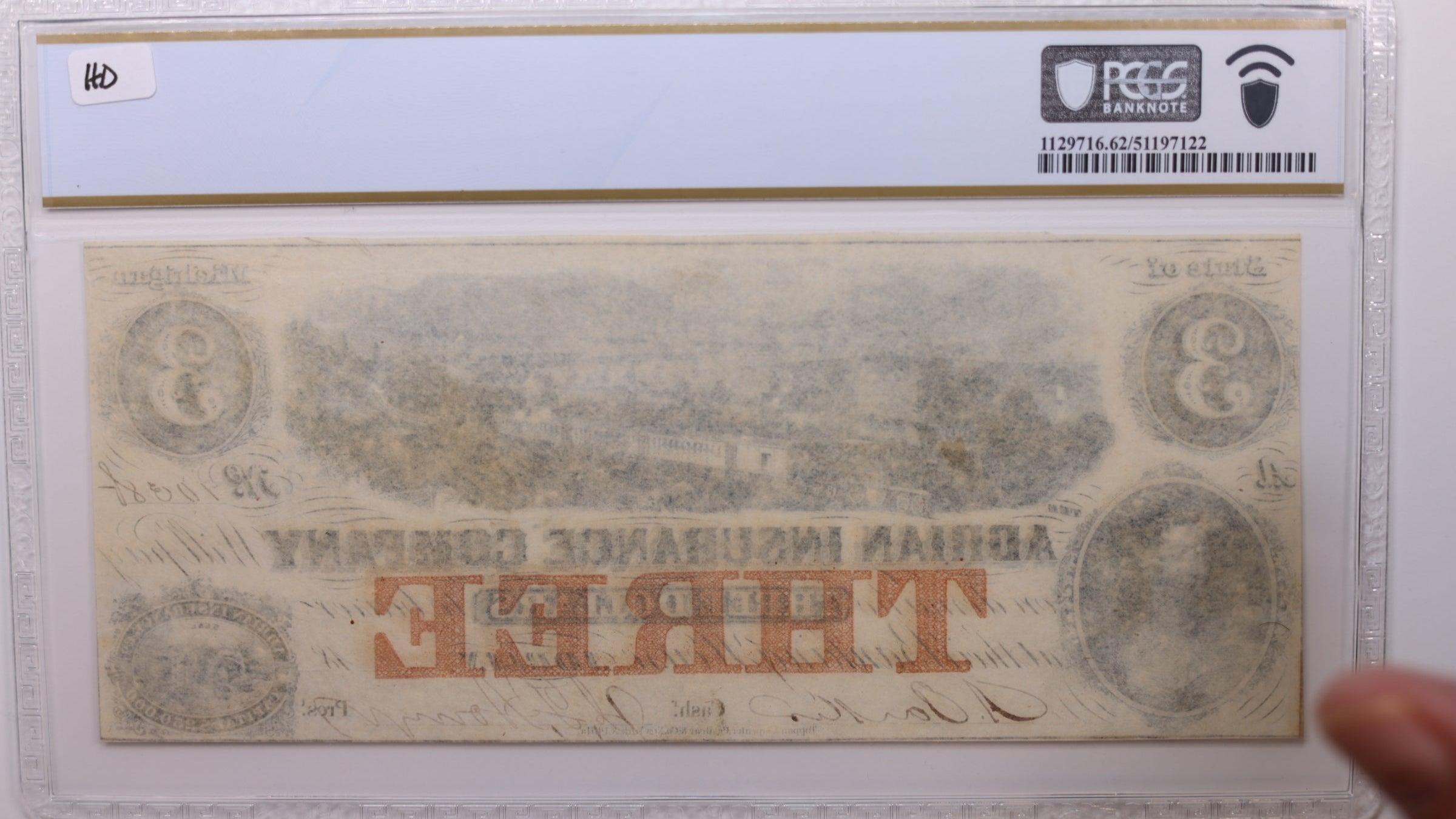 18__ $3, Adrian, Michigan., Obsolete Currency., PCGS CU-62., Store #GMI0100.
