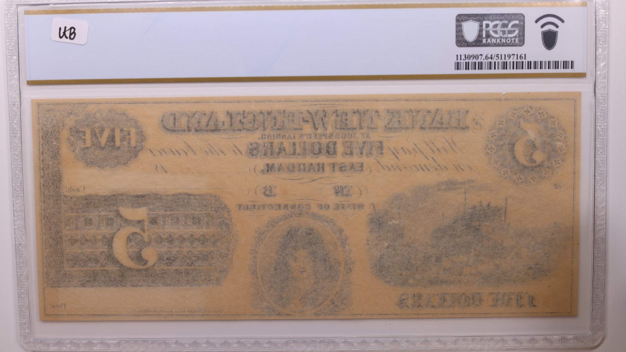18__ $5, East Haddam, Connecticut, Obsolete., PCGS CU-64., Store #GCON001