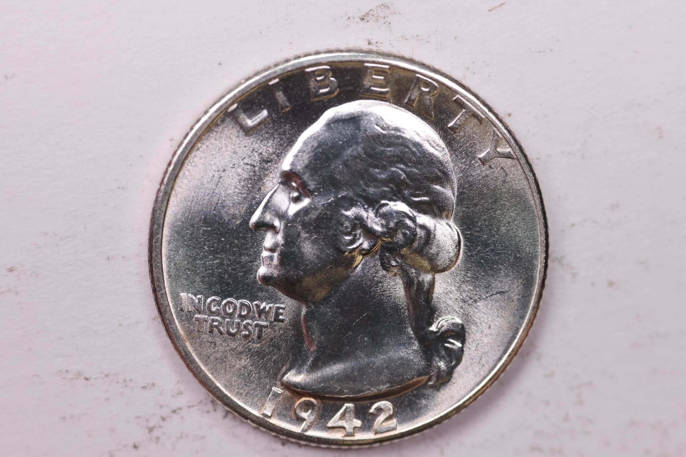1942-D Washington Silver Quarter, Affordable Uncirculated Collectible Coin. Sale #QR1696