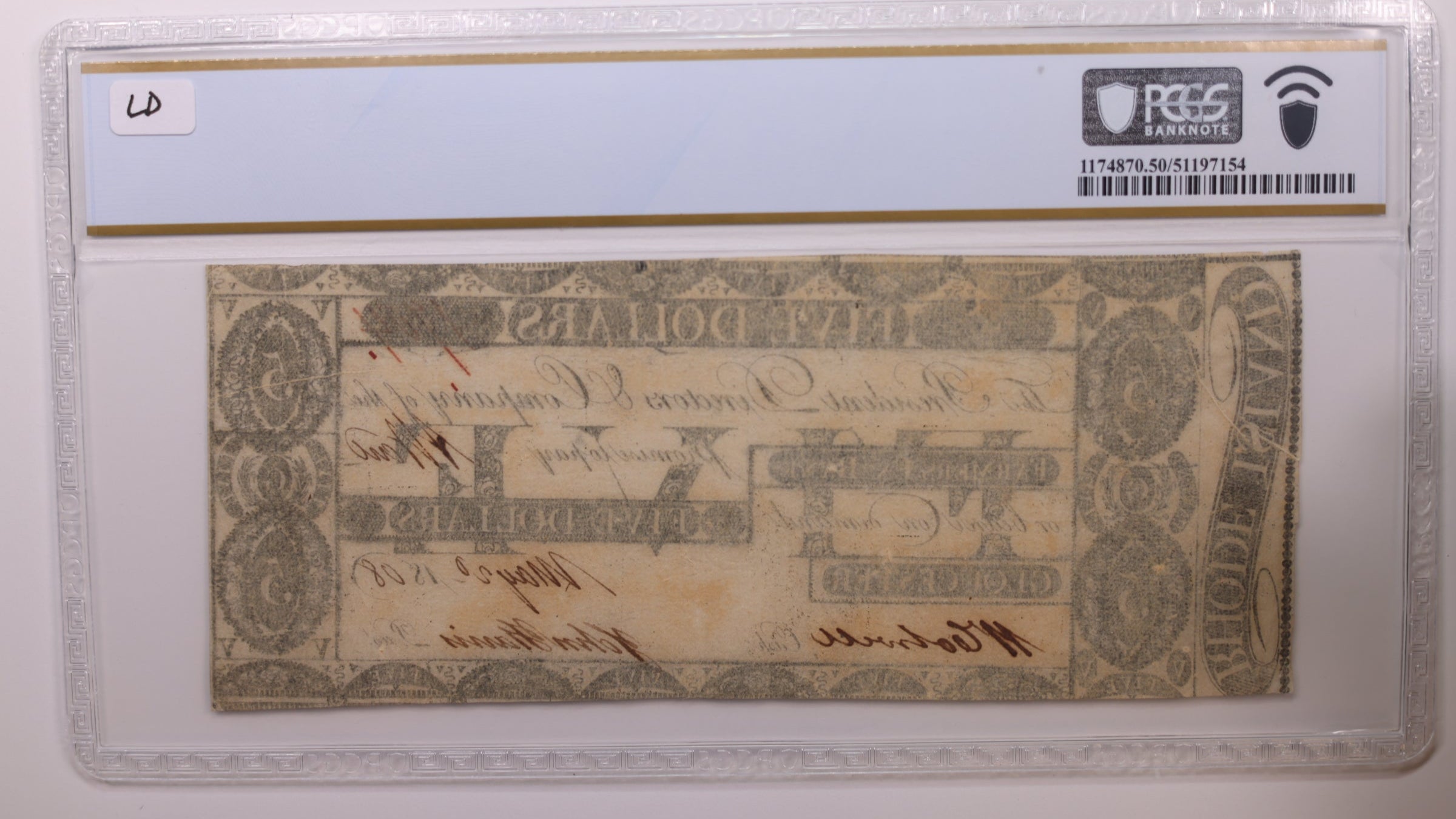 1808 $5, Gloucester, R.I.., Obsolete Currency, PCGS VF30, Store #GRI004.