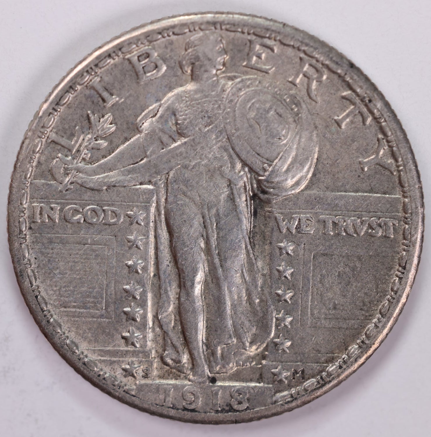 1918-S Standing Liberty Silver Quarter, About Uncirculated Coin, Store #QR1556
