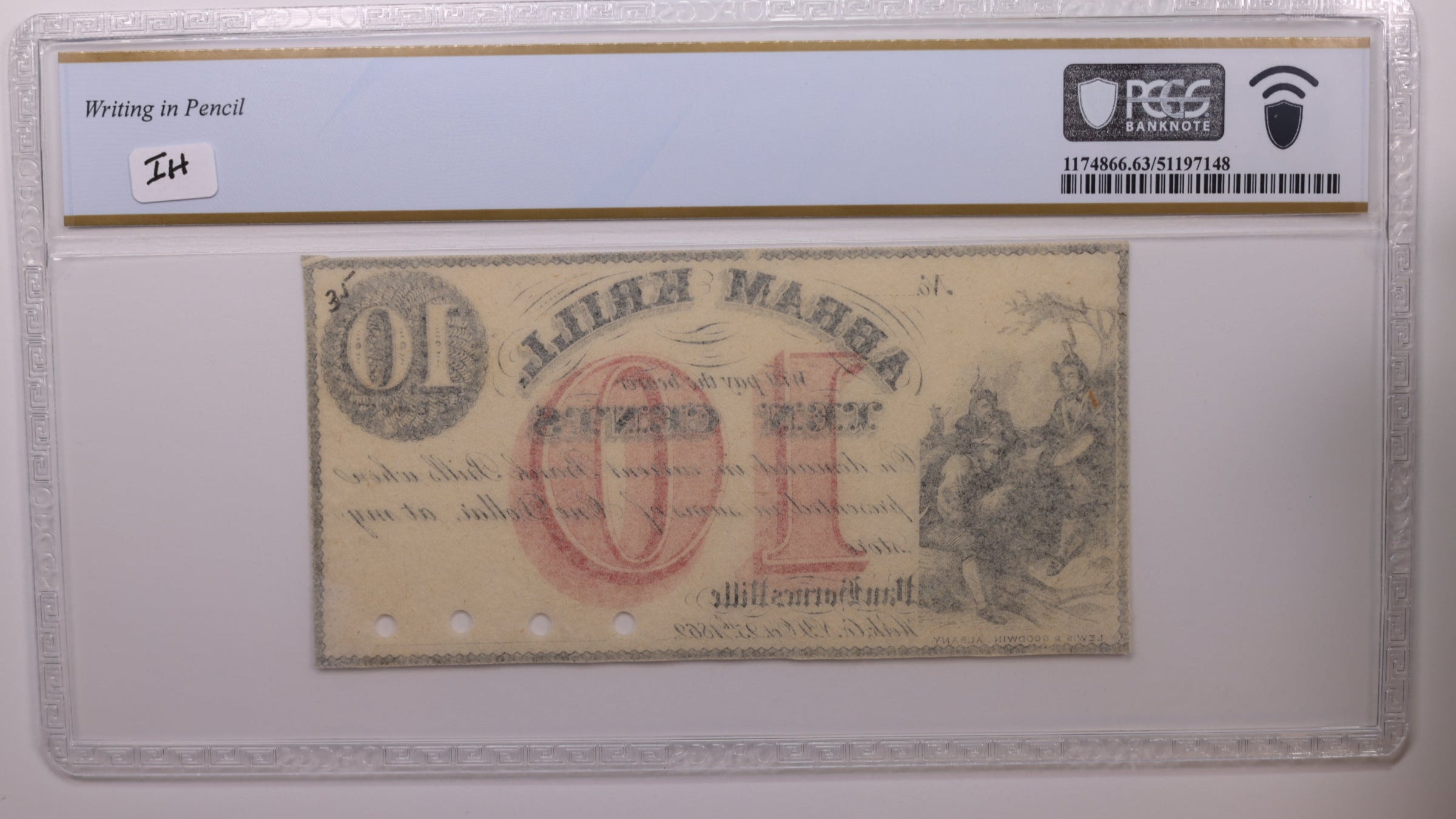 1862 10 Cent, Van HORNESVILLE, N.Y., Obsolete., PCGS CU-63., Store #GNY008.