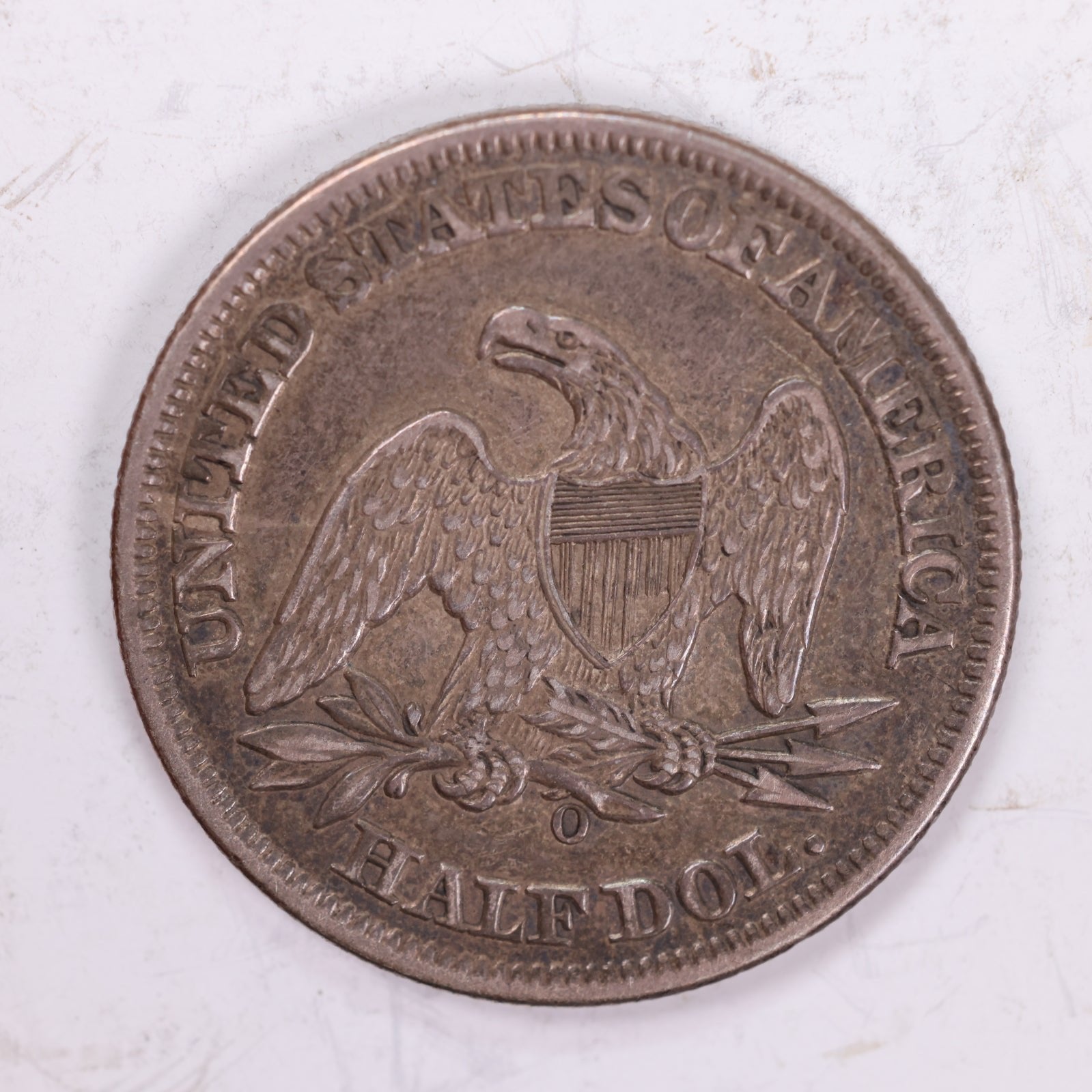 1858-O Seated Liberty Half Dollar., AU/Slider Circulated Coin., Store #2008