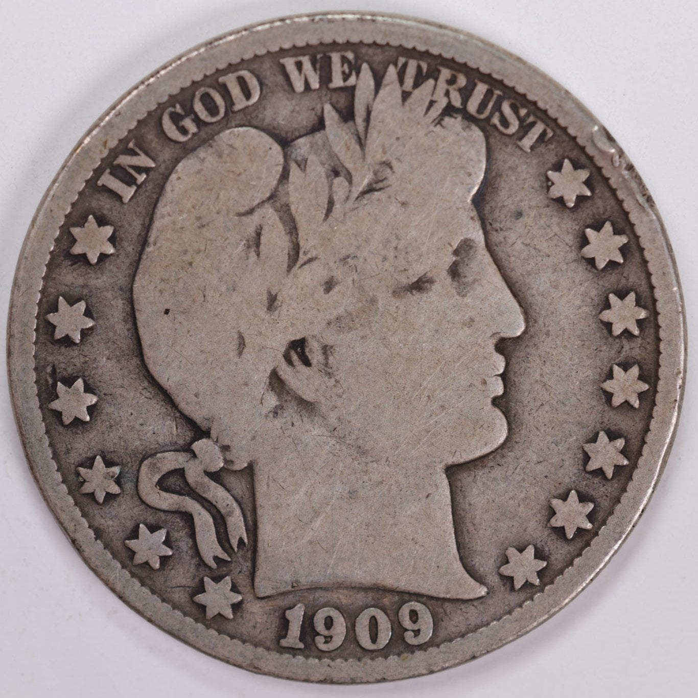 1909-S Barber Half Dollar, Very Good Circulated Coin, Store #HR0966