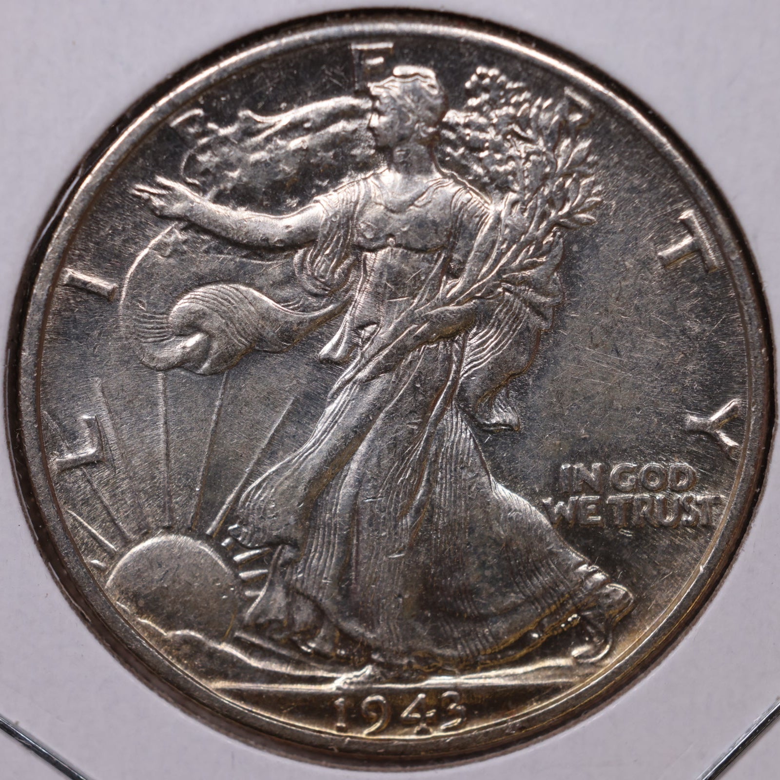 1943 Walking Liberty Half Dollar, About Uncirculated Coin, Store #HR355