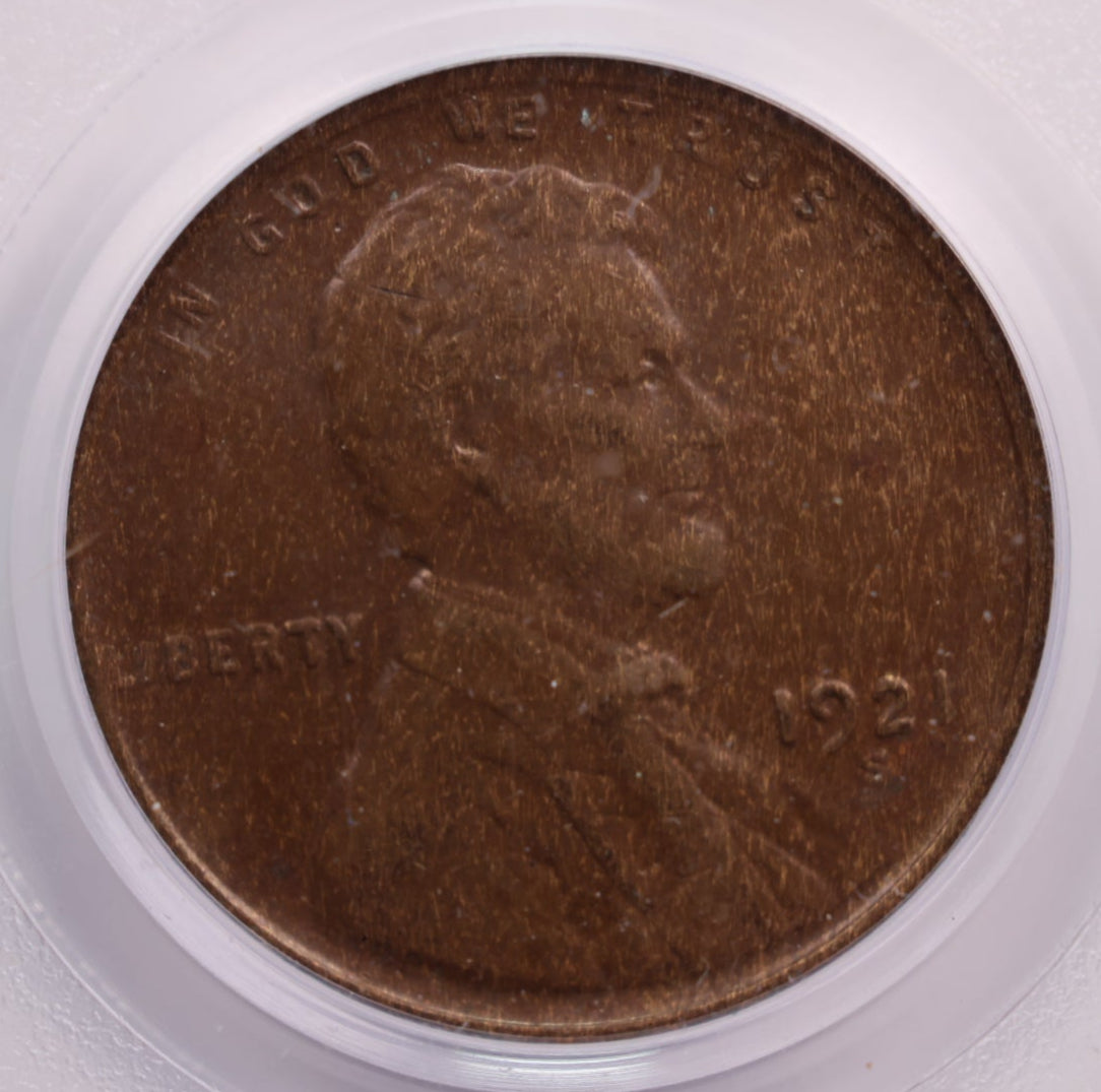 1921-S Lincoln Wheat Cent., PCGS AU-53., Circulated., Store #GCT036