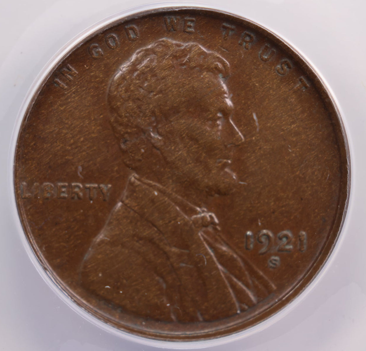 1921-S Lincoln Wheat Cent., ANACS EF-45., Circulated., Store #GCT038.