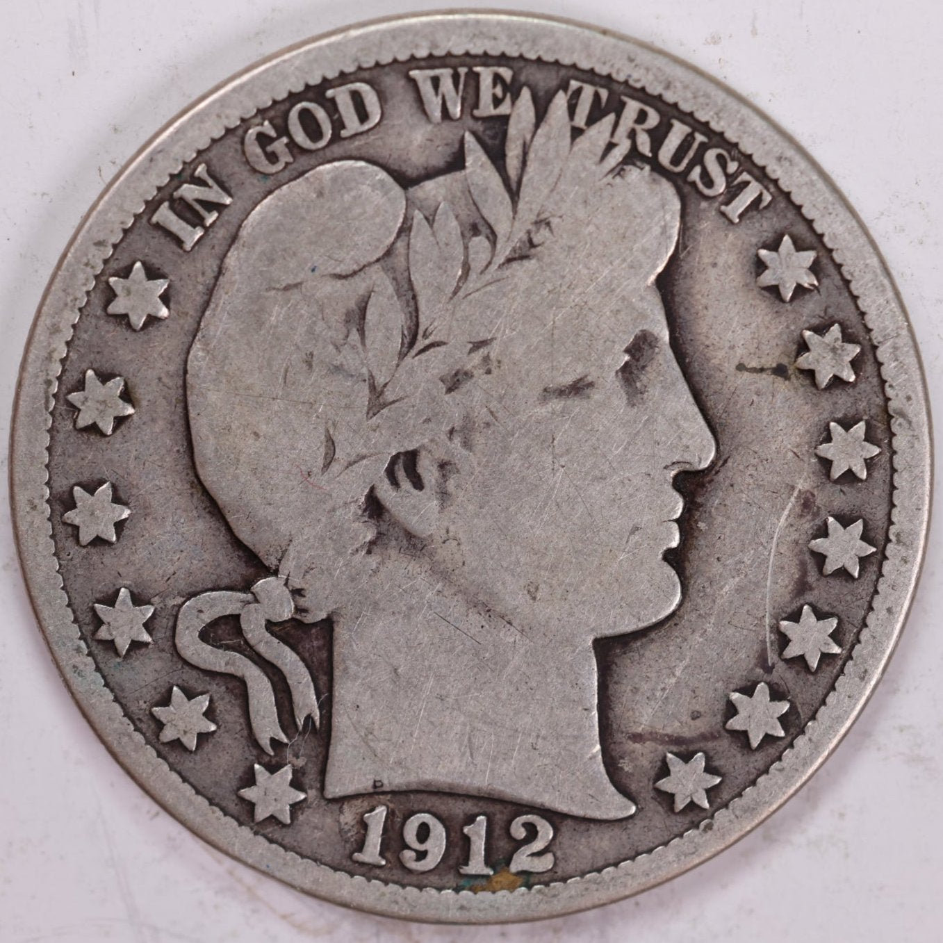 1912-S Barber Half Dollar, Very Good+ Circulated Coin, Store #HR0996