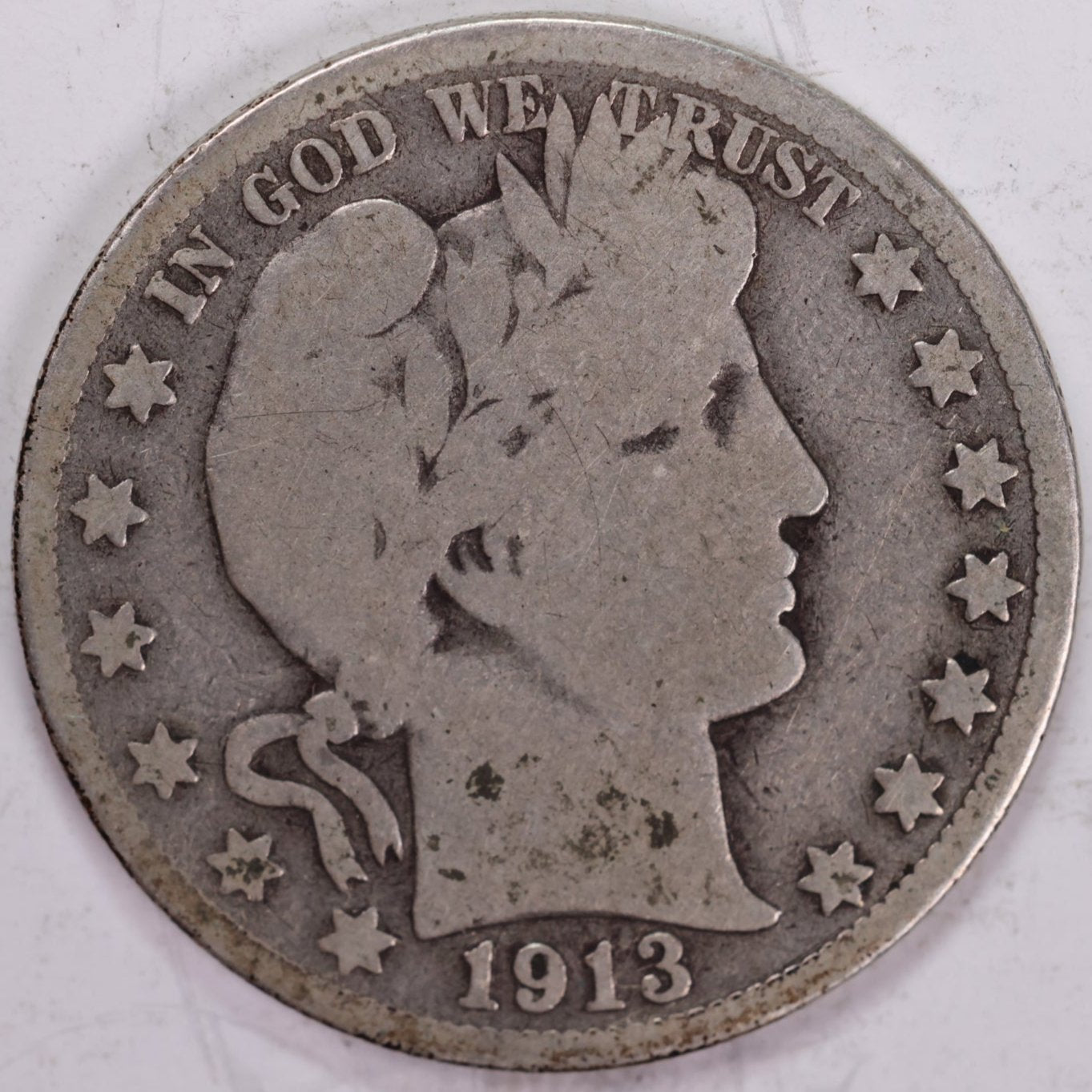 1913 Barber Half Dollar, Very Good Circulated Coin, Store #HR1007