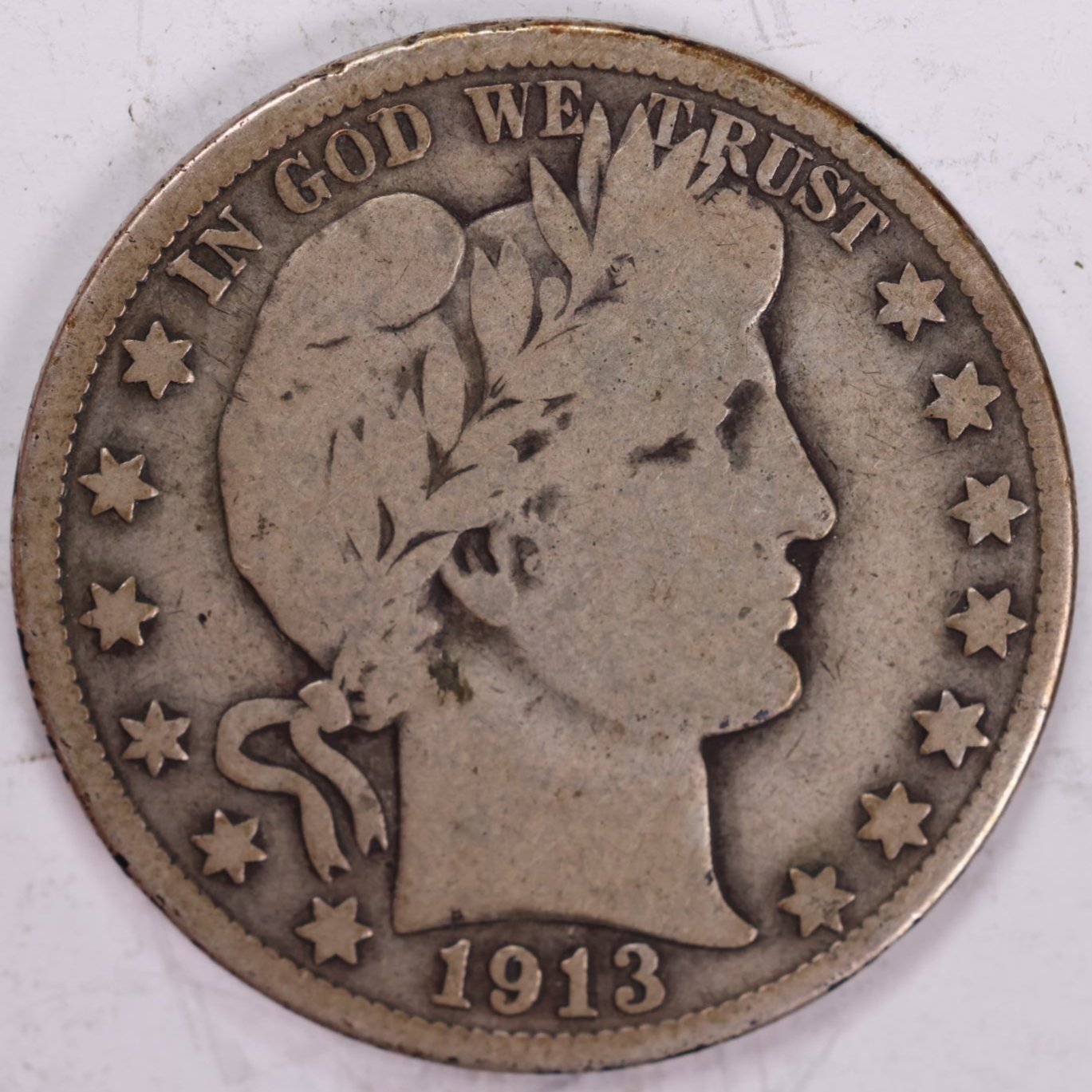 1913-S Barber Half Dollar, Very Good Circulated Coin, Store #HR1014