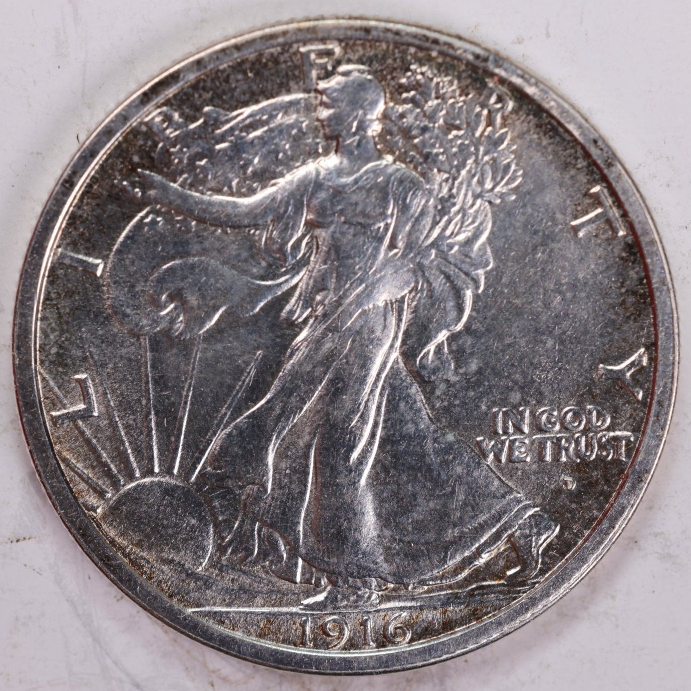 1916-D Walking Liberty Half Dollar, Mint State, Uncirculated Coin, Store #HR1044