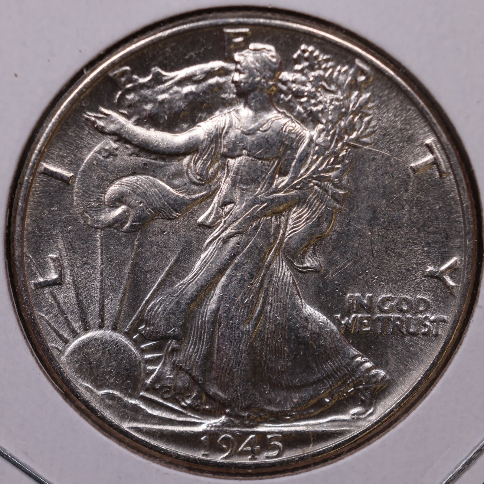 1945 Walking Liberty Half Dollar, About Uncirculated Coin, Store #HR429