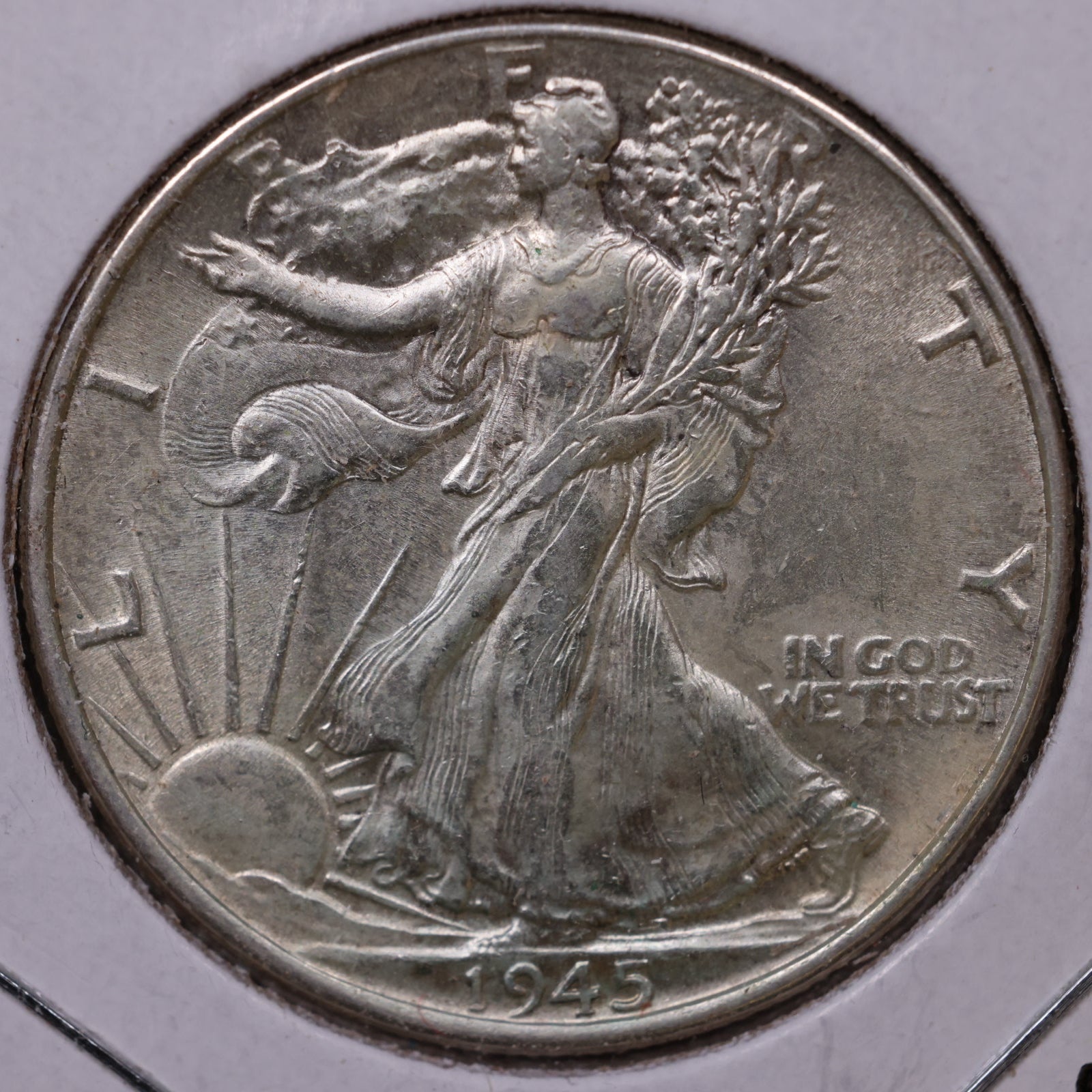 1945 Walking Liberty Half Dollar, About Uncirculated+ Coin, Store #HR433