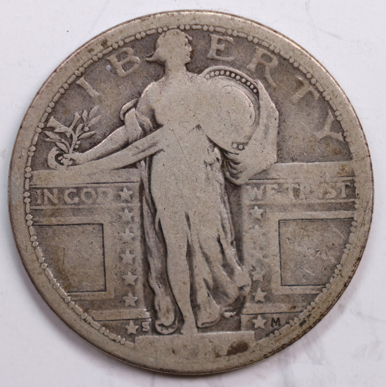 1917-S Standing Liberty Quarter., Type-1, Very Good Circulated Coin., Store #QR0279.