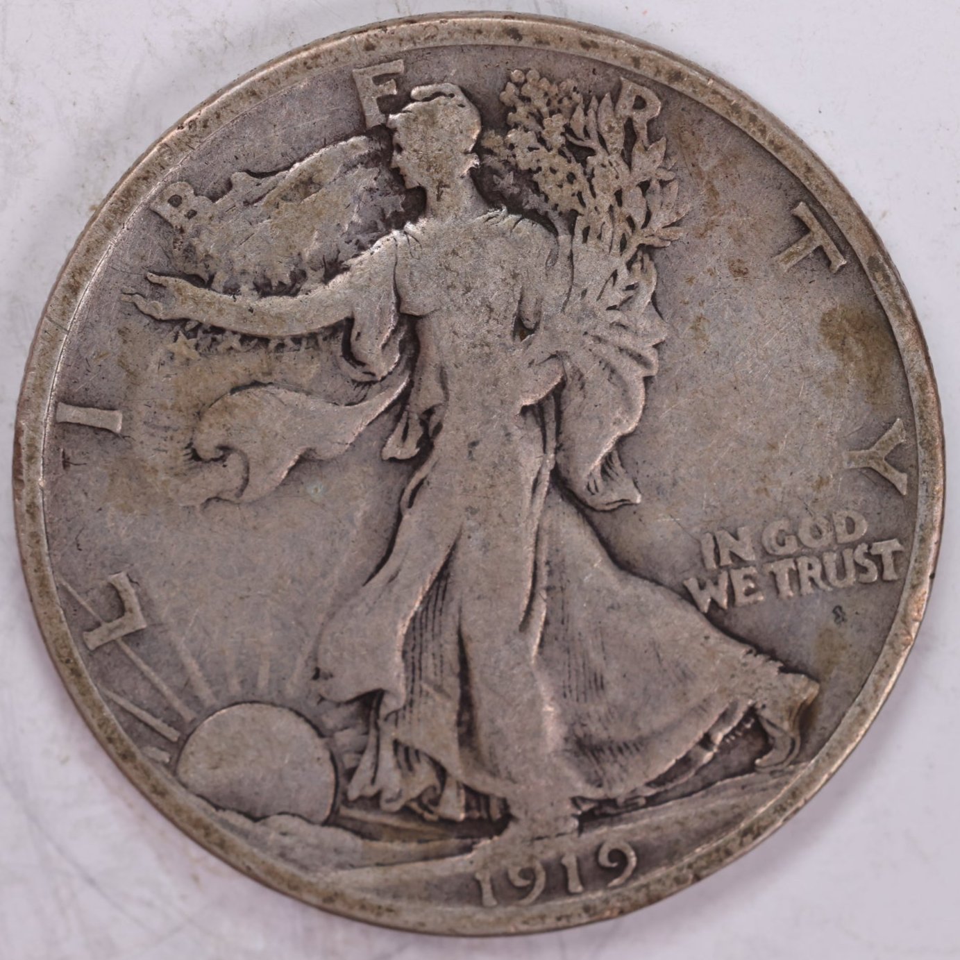 1919-S Walking Liberty Half Dollar, Fine Circulated Coin, Store #HR1326