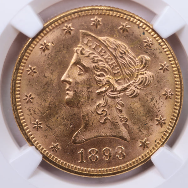 1893 $10., Gold Liberty., NGC Certified., Affordable Collectible Coins. Sale #353970