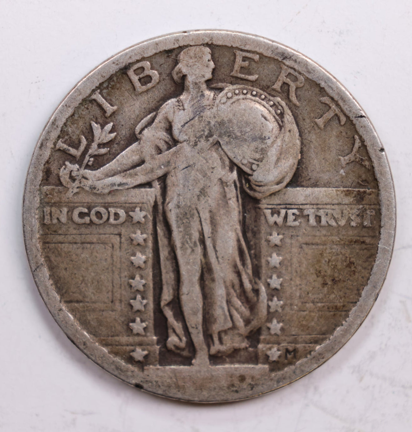 1920 Standing Liberty Silver Quarter, Very Good+, Circulated Coin, Store #QR0301.