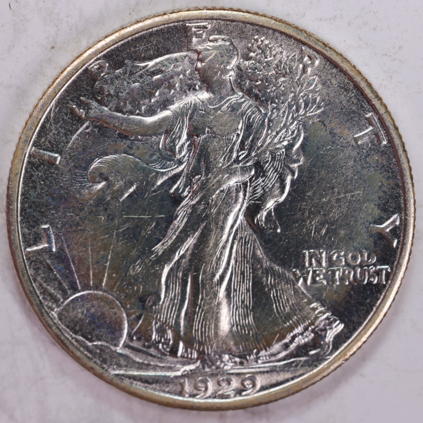 1929-D Walking Liberty Half Dollar, About Uncirculated Coin, Nice Slider, Store #HR1334