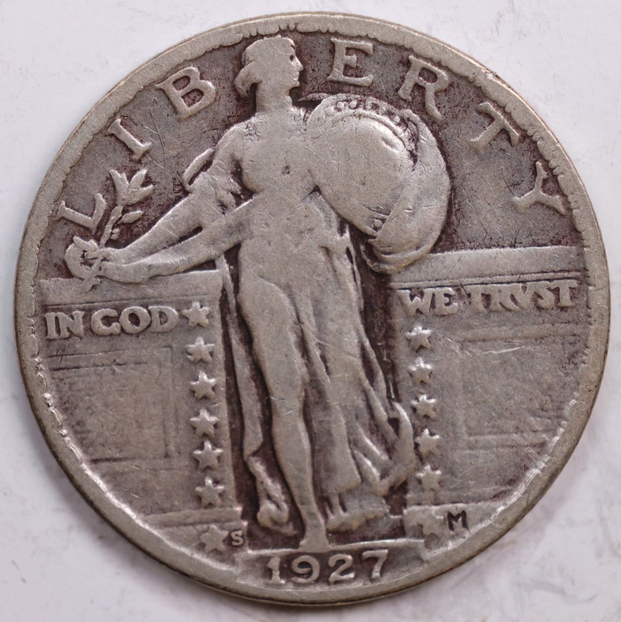1927-S Standing Liberty Quarter, Very Fine+, Circulated Coin, Store #QR0324.