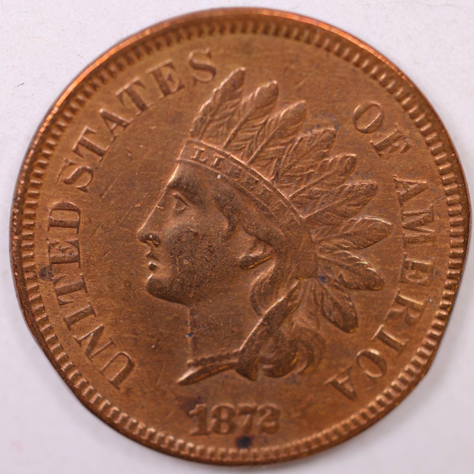 1872 Indian Head Cent, Mint State Uncirculated; Old cleaning, Affordable Coin, Store #CT1235
