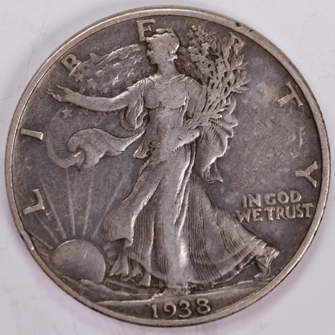 1938-D Walking Liberty Half Dollar, Extra Fine Circulated Coin, Store #HR1342
