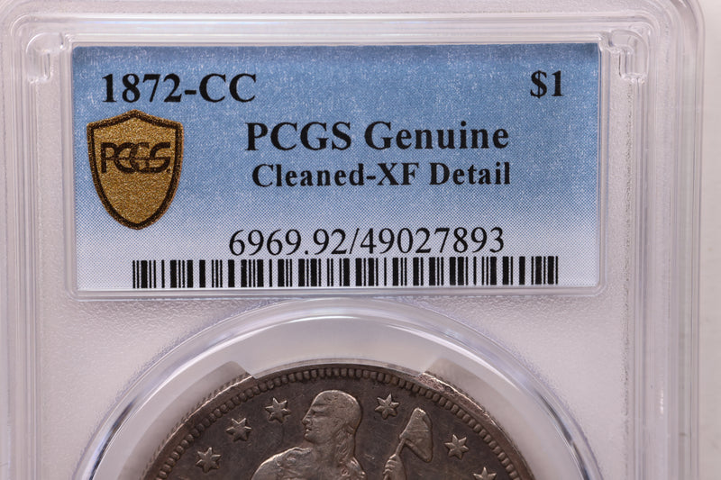 1872-CC Seated Liberty Silver Dollar.,  PCGS Graded, Affordable Coin Store Sale