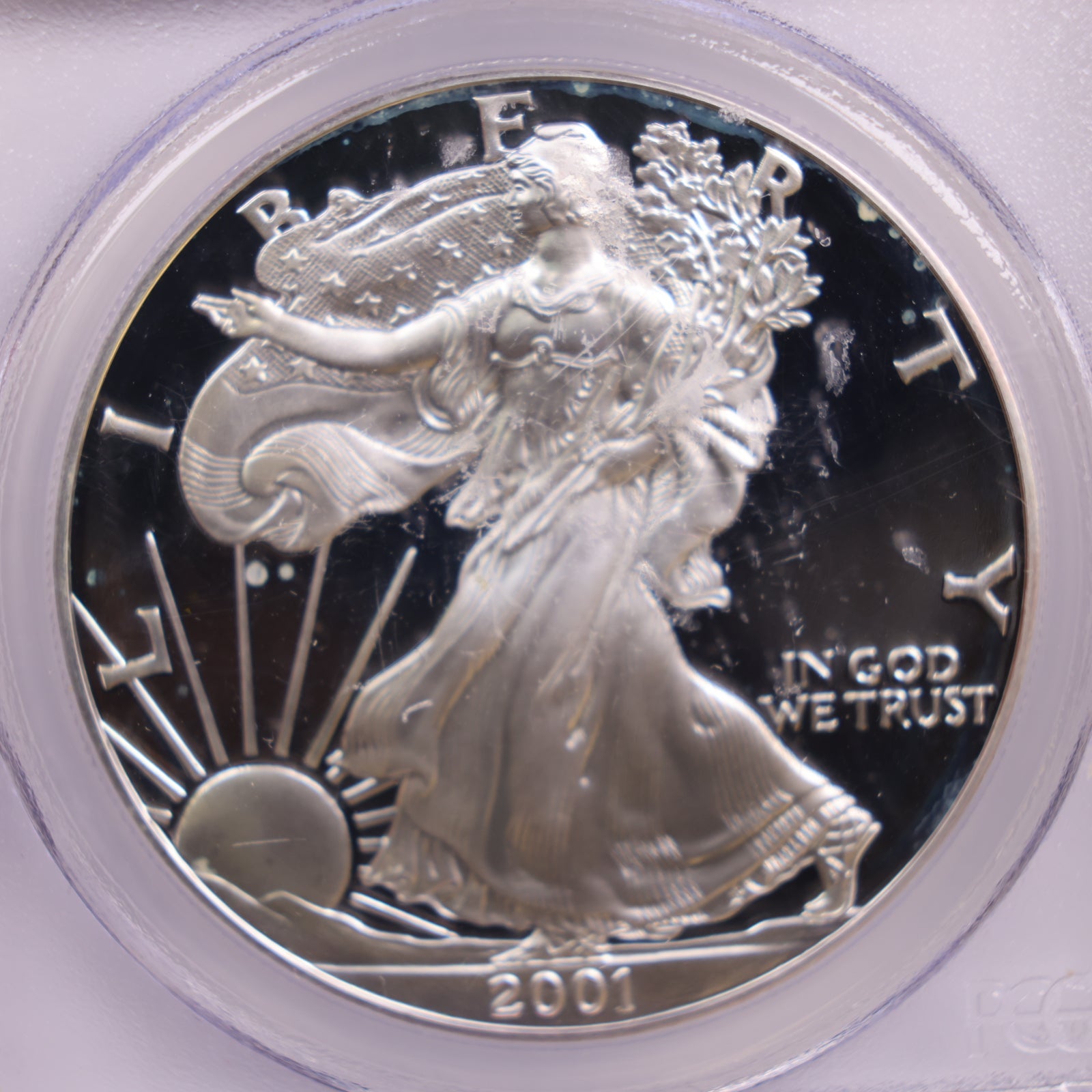 2001-W American Silver Eagle., PROOF Strike., PCGS PF-70., Store #GSE038