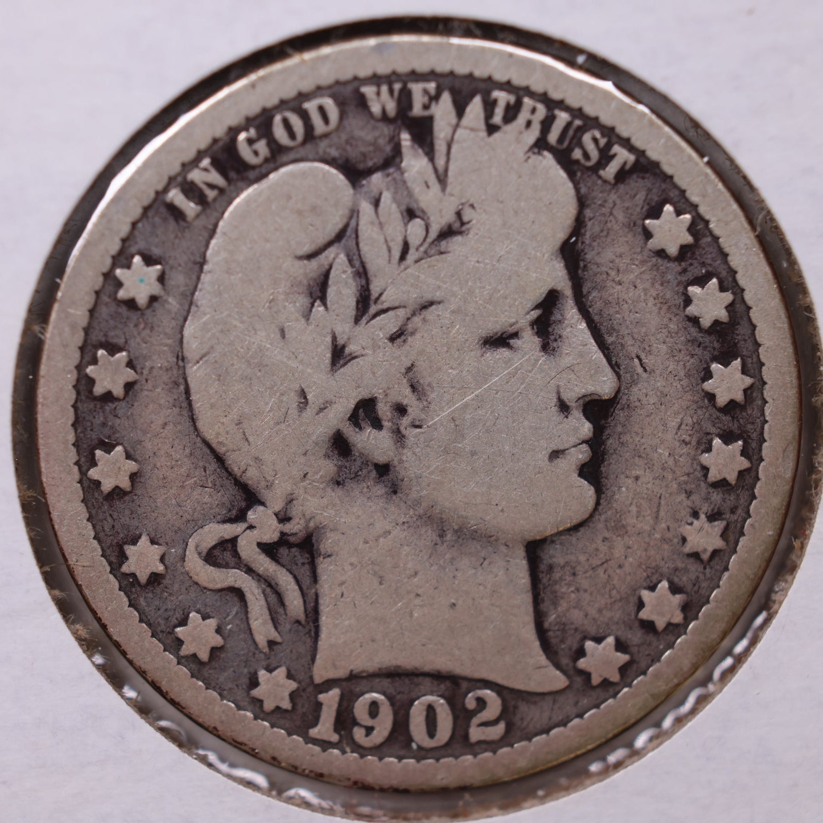 1902-O Barber Silver Quarter, Very Good Circulated Collectible Coin, Store #QR1331