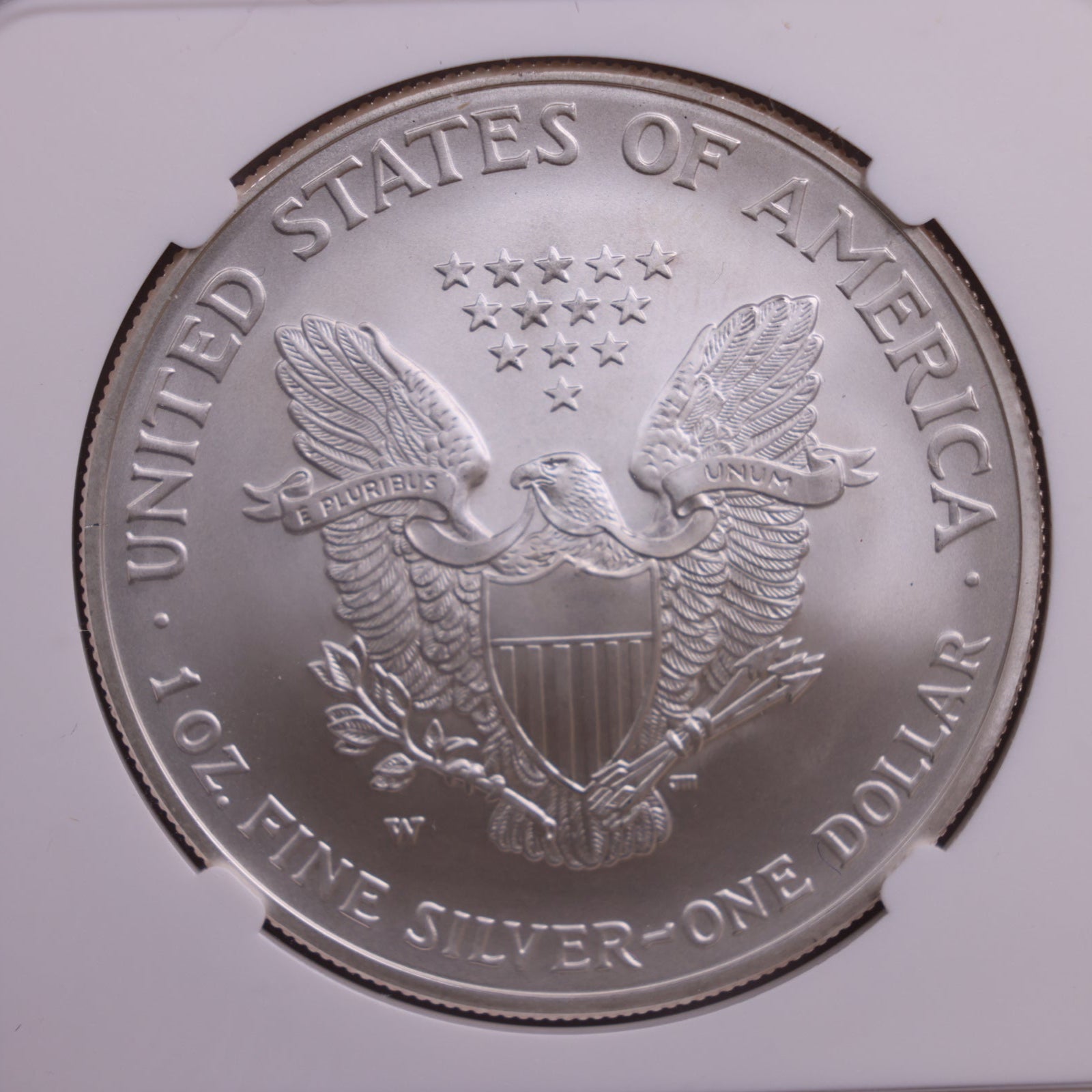 2008-W American Silver Eagle., Burnished, Rev 2007., NGC MS69., Store GSE042.