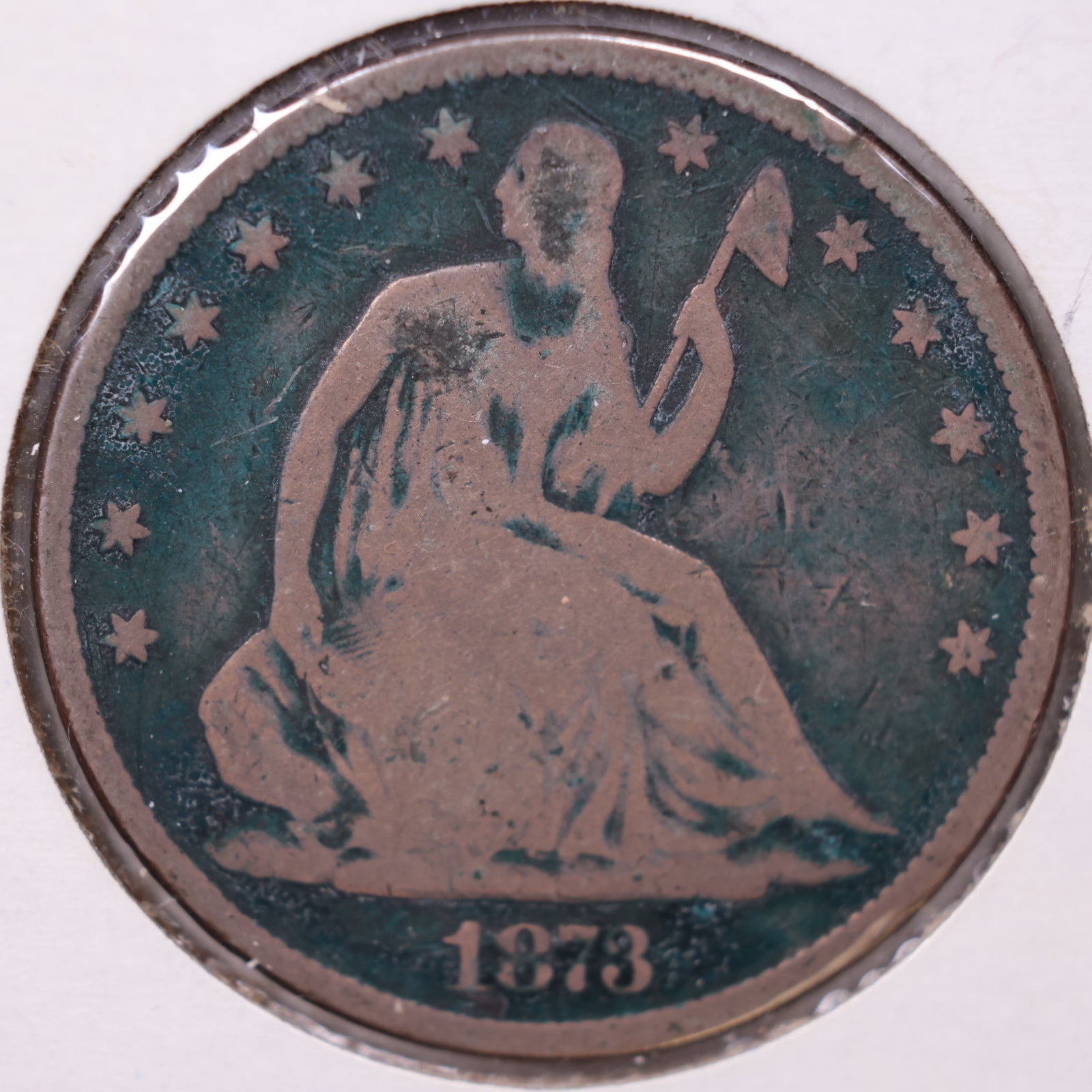 1873 Liberty Seated Half Dollar, Very Good Circulated Coin, Store #HR1829