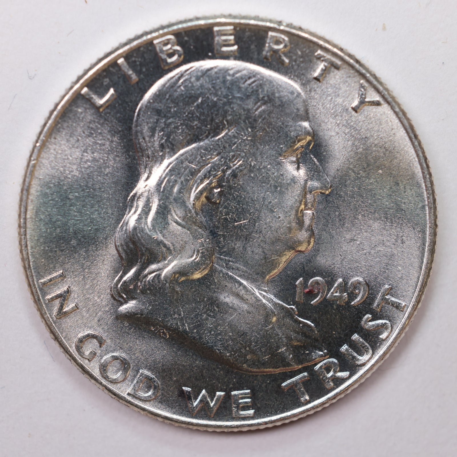1949 Franklin Half Dollar, Mint State Uncirculated Coin, Store #HR1354.