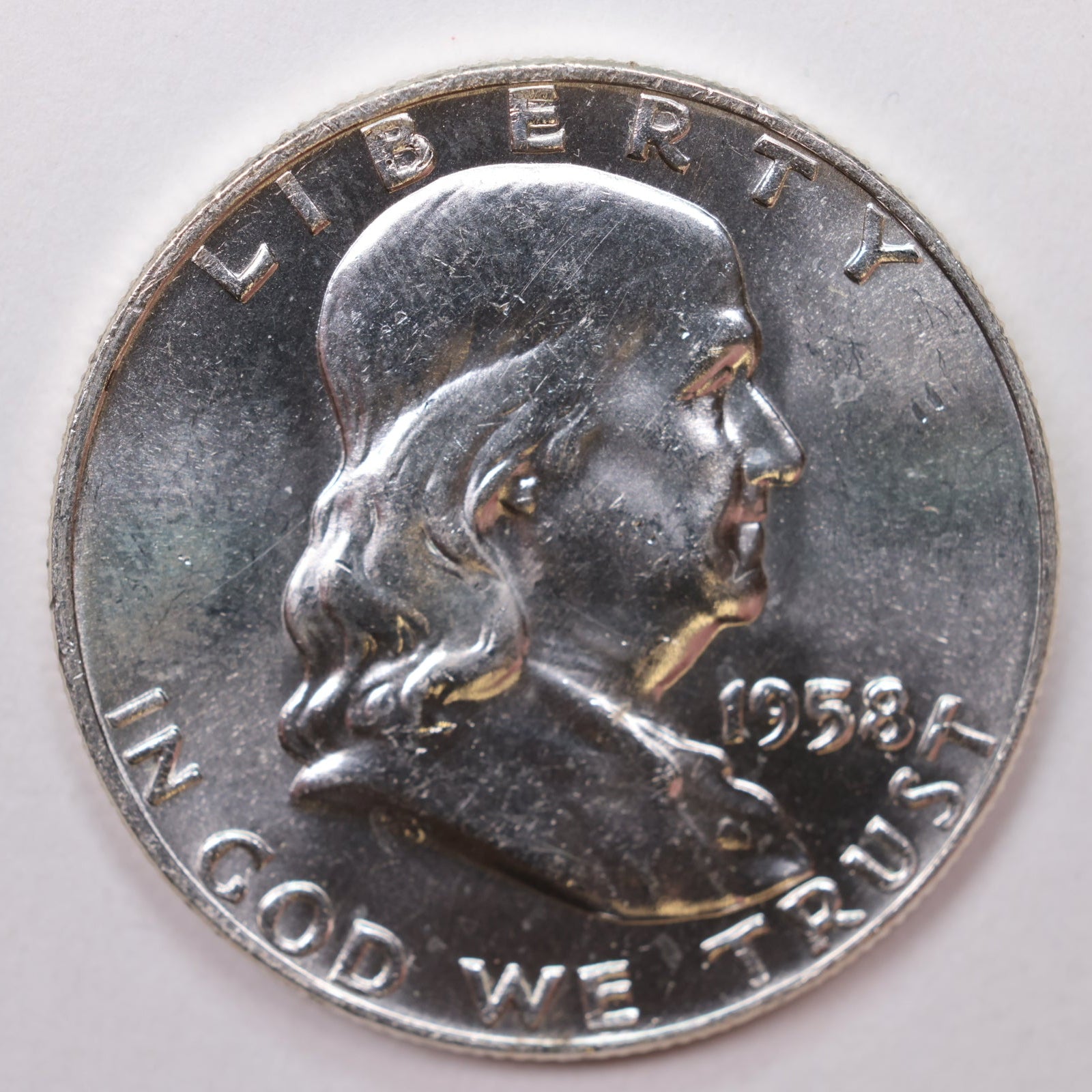 1958-D Franklin Half Dollar, Mint State Uncirculated Coin, Store #HR1373