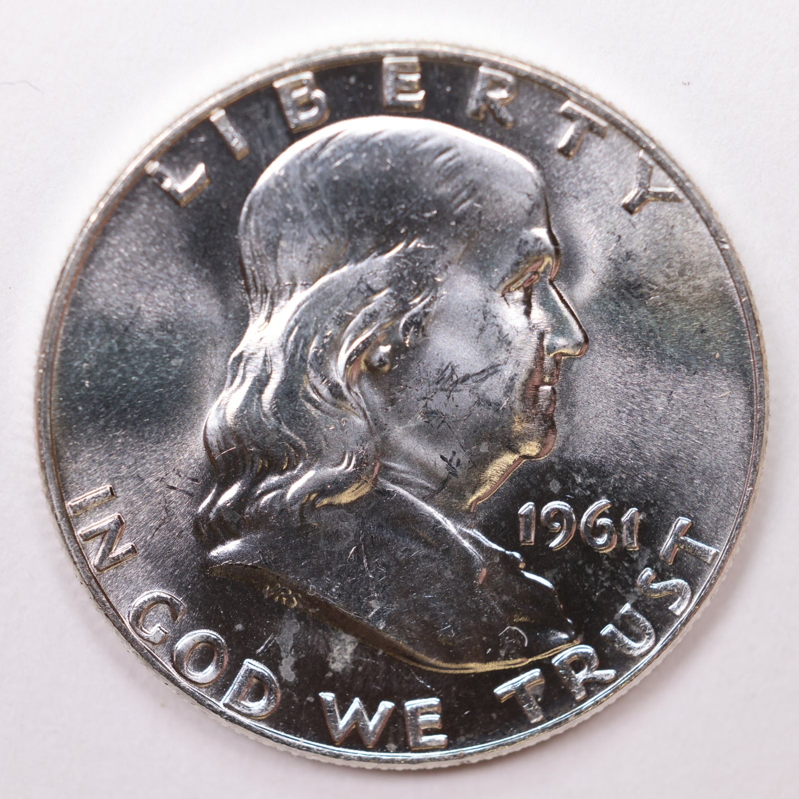 1961-D Franklin Half Dollar, Mint State Uncirculated Coin, Store #HR1377.