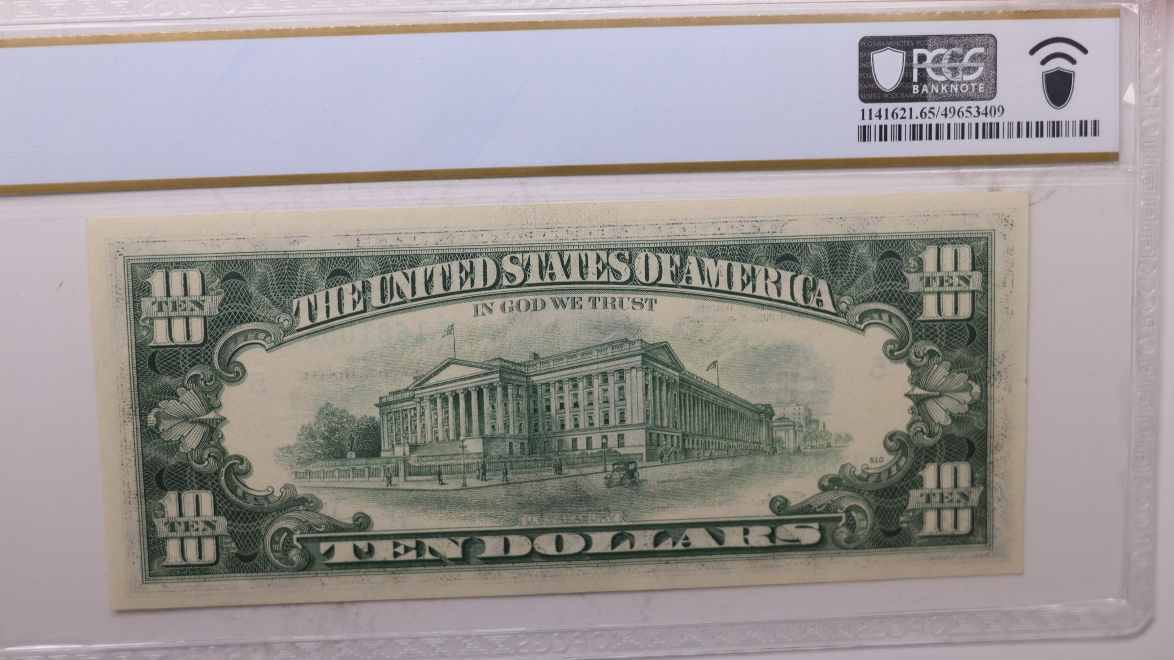 1977 A, $10 Federal Reserve Note., PCGS CU-65, PPQ., Store #GFRB020