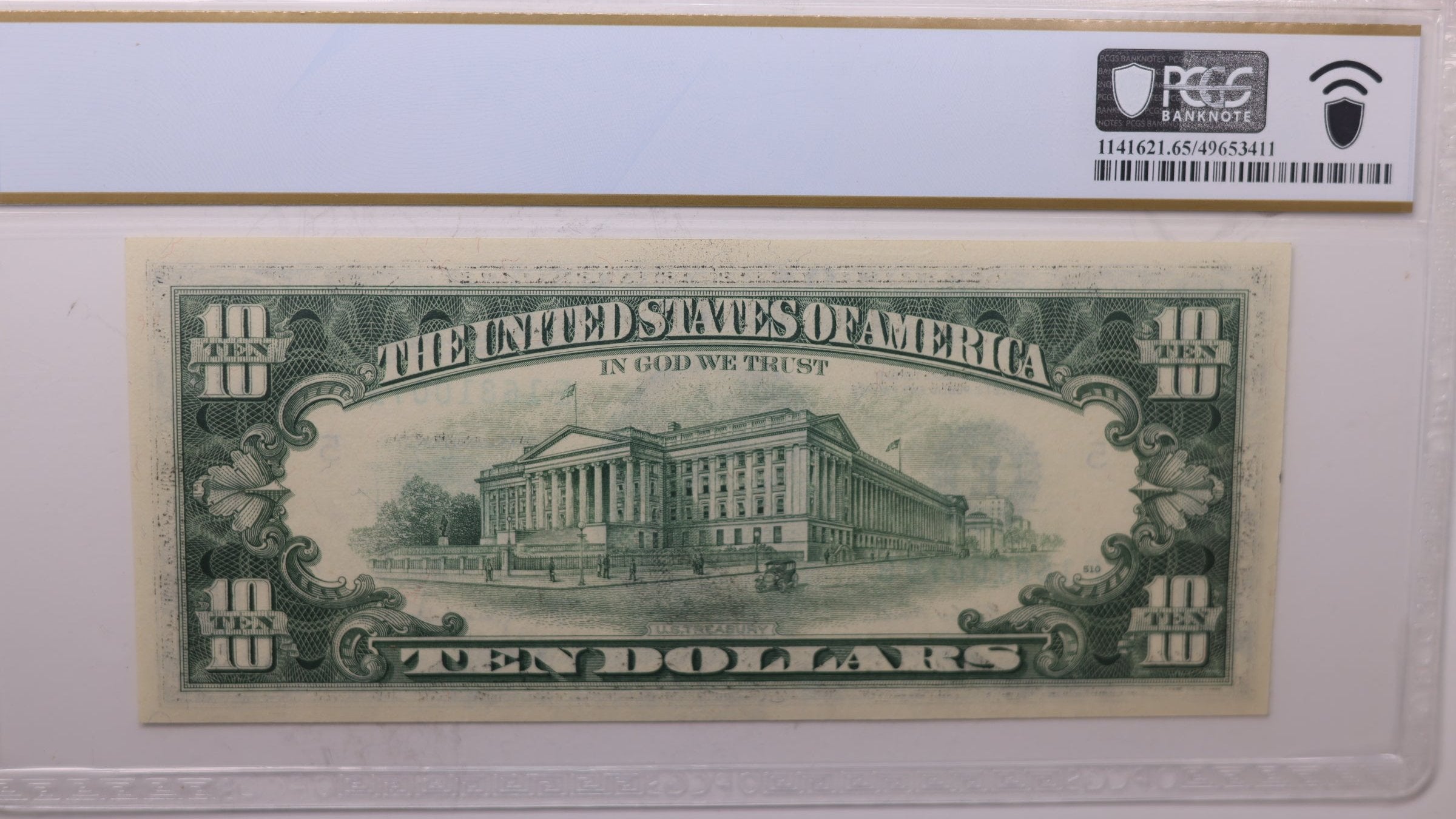 1977 A, $10 Federal Reserve Note., PCGS CU-65, PPQ., Store #GFRB021