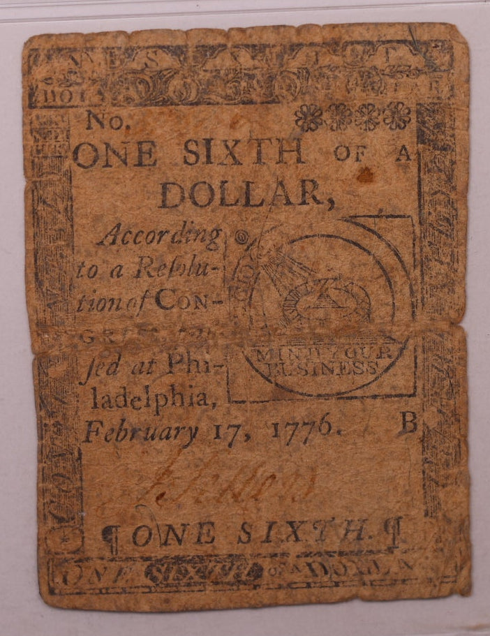 February 17, 1776, Continental, Colonial Note, PMG VF20, Store #GCY013.
