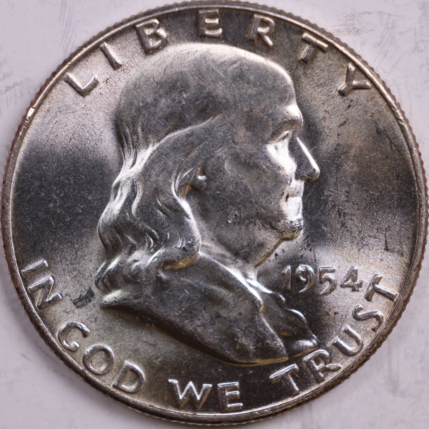 1954 Franklin Half Dollar, Mint State Uncirculated Coin, Store #HR0483