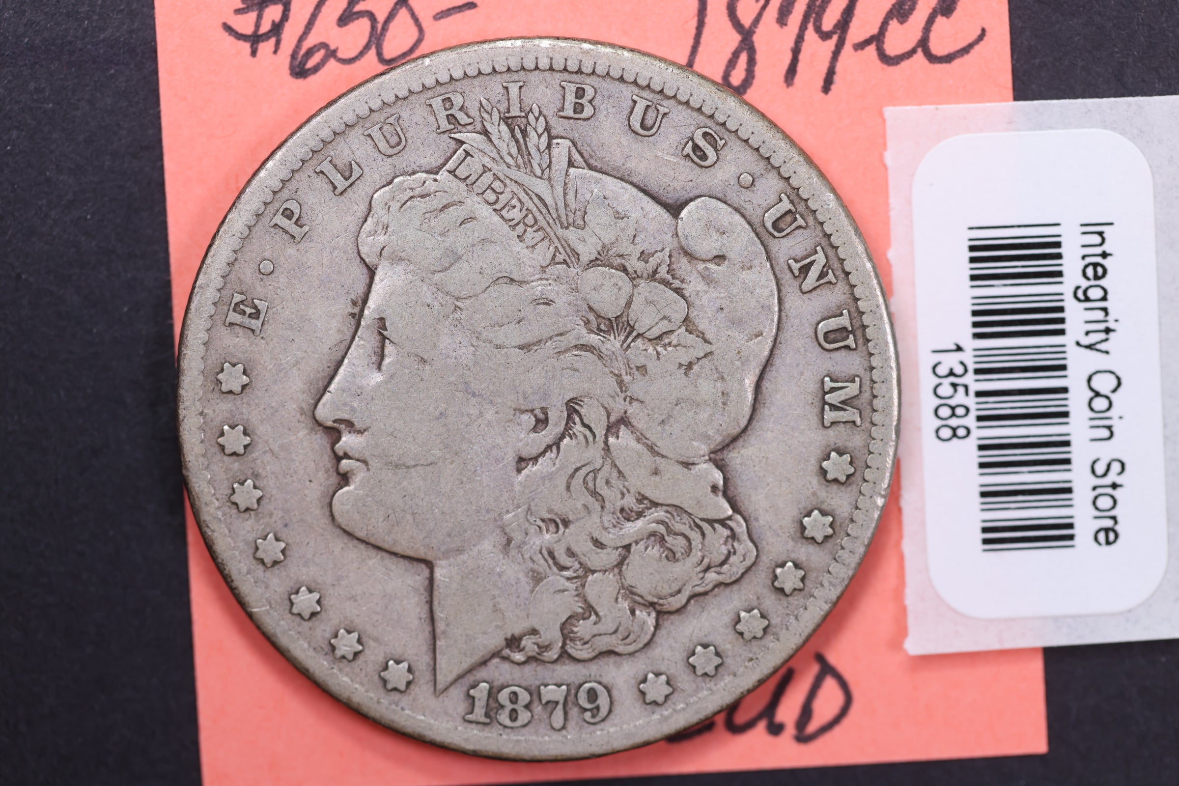 1879-CC Morgan Silver Dollar, Affordable Circulated Coin, Store #13588
