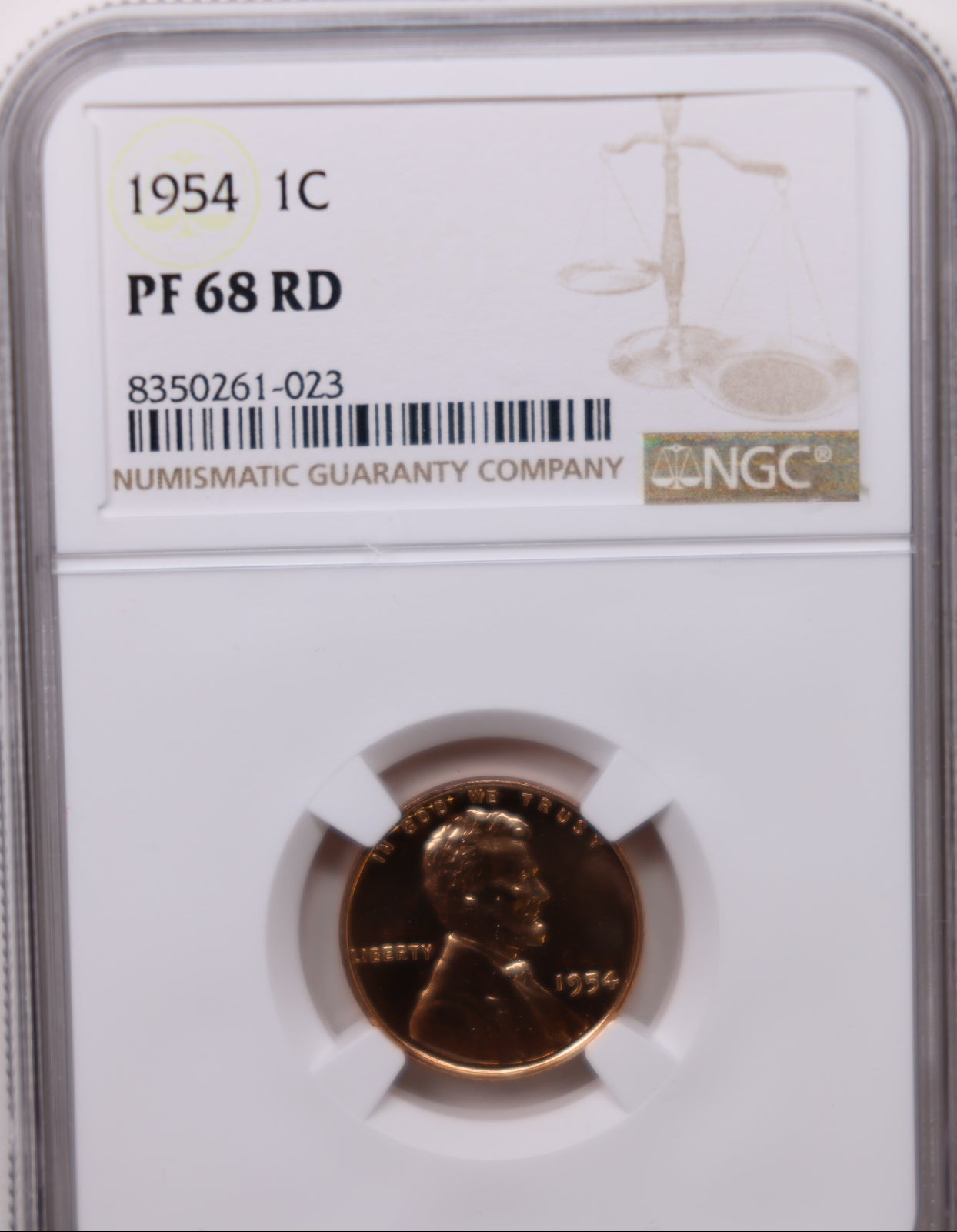 1954 Lincoln Wheat Cents, NGC Proof-68, Red. Proof Strike, Store #CT1179.