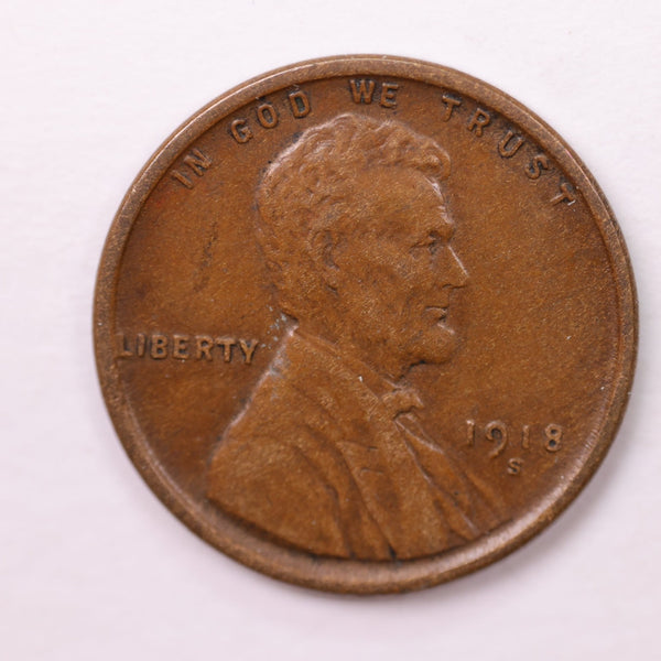 1918-S Lincoln Wheat Cents., Extra Fine., Store #18686