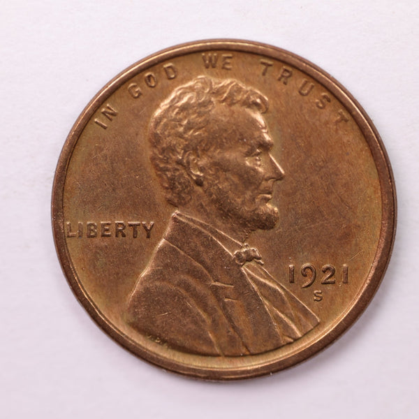1921-S Lincoln Wheat Cents., Extra Fine., Store #18694
