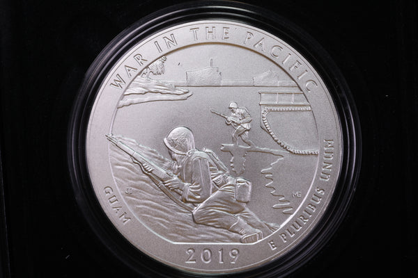 2019-P War in the Pacific, (Guam) National Park. 5 Troy Ounce Silver Quarter. Store Sale #13694