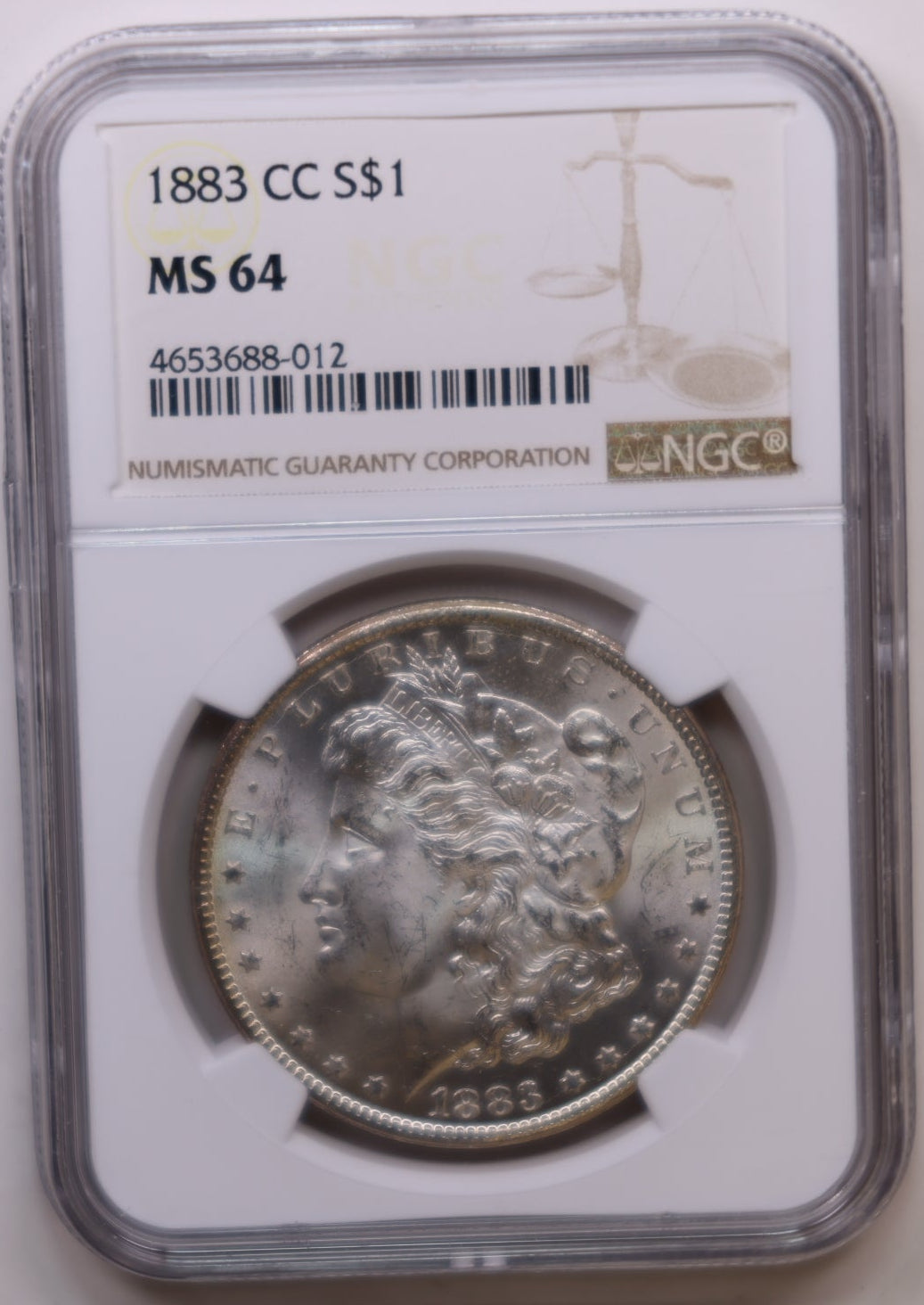 1883-CC Morgan Silver Dollar, NGC Certified and Graded MS-64, Store SALE #GDR0354.